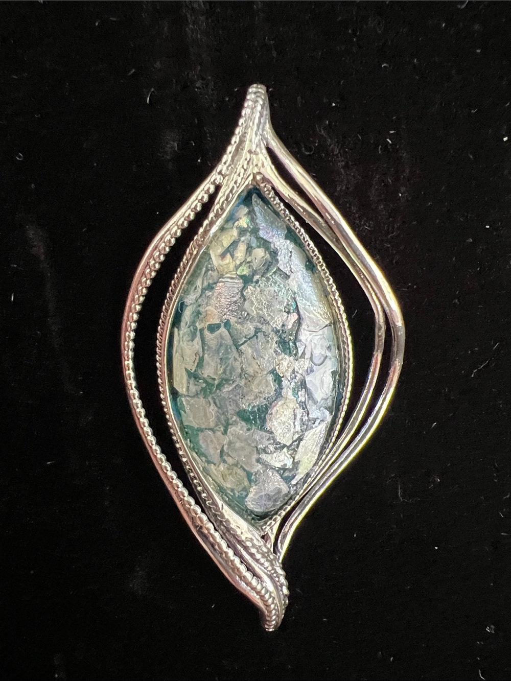 925 Silver Green Mosaic Teardrop Pendant